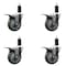 Service Caster 4'' Gray Poly Swivel 1-1/4'' Expanding Stem Caster Set Total Lock Brake, 4PK SCC-EXTTL20S414-PPUB-114-4 - alternate 1